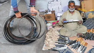 Process of Making Sharp Slaughter Knife From an Old Saw Blade | Meat Knives Manufacturing