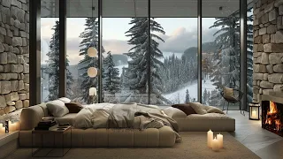 Cozy Apartment In A Day Warm Winter With The Beauty Of Snowfall & Crackling Fireplace Sound To Relax