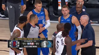 Luka Doncic & Montrezl Harrell exchanging words before the timeout | Clippers vs Mavericks Game 3