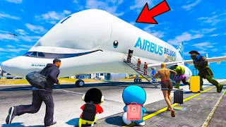 Shinchan First World Biggest Airbus Flight Experiance with Franklin & GunduShiva & Doraemon In GTA5