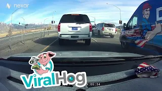 Truck Smashes Through Slow Lane || ViralHog