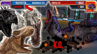INDOMINUS REX vs T-REX vs OMEGA 09 LEVEL 999 | Jurassic World: The Game