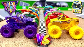 Toy Diecast Monster Truck Racing Tournament | 16 Custom Built COLOR CRAZE MONSTER JAM Monster Trucks