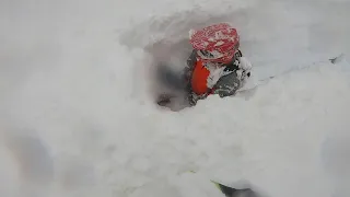 Deep Snow Swallows up Snowmobile || ViralHog