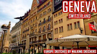 Walking Europe Streets - Switzerland: Geneva City and Lake Geneva (Lac Léman), Full video