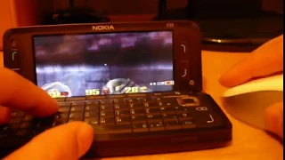 Quake 3 Arena on Nokia E90 + Bluetooth Mouse Logitech V470