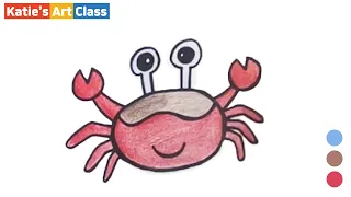 How to draw a Cute Crab step by step l Easy drawing and painting for Kids