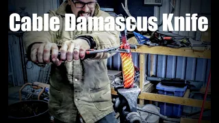 Forging Damascus From Giant Cable: Making A Knife In The Forge, Bladesmithing And Knifemaking