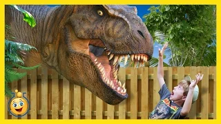 Jurassic Adventure GIANT T-Rex Dinosaur Chases Park Ranger LB, Family Fun Kids Video with Toys