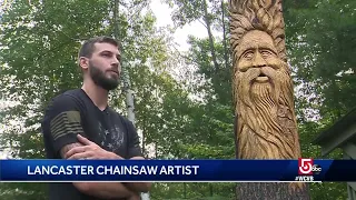 Artist finds secret faces, images in trees with chainsaw