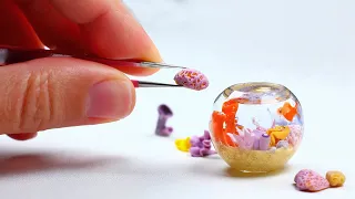 HANDMADE Coral reef with Goldfish. Polymer Clay + UV resin.