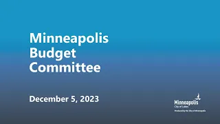 December 5, 2023 Budget Committee