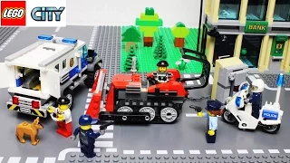 Мультик ЛЕГО Ограбление банка на бульдозере Полицейская погоня  LEGO bank robbery Animation