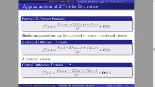 Second Derivative Numerically