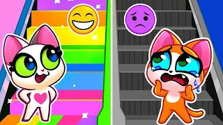 Baby Takes Magic Stairs 😆 This is Escalator Story +More Funny Kids Songs 😻 by Purr-Purr Live