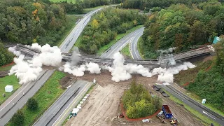 Sprengung Brücke im Autobahnkreuz Wuppertal Nord am 22.10.2023