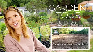 🌿 Garden Tour July 2021🌿 //Beginner Gardner//NEW orchard space + ruined plants from too much water 😐