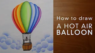 How to draw a hot air balloon with colored pencils