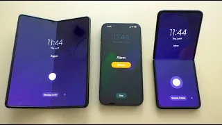 Alarm Clock Time Samsung Galaxy Z Fold3 & Z Flip3 vs iPhone 13