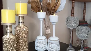 DIY 3 Unique candle holders with Dollar tree items.