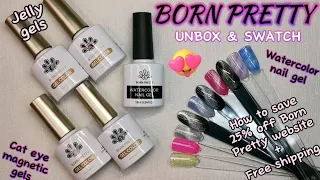 Born Pretty PR unbox & swatch | Watercolor nail gel, cat eye magnetic gel & jelly nude gel polish