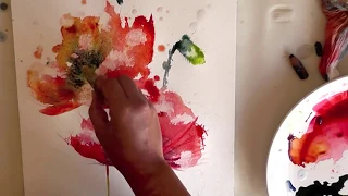 watercolour aquarelle poppies poppy painting demo loose wet in wet watercolour painting #watercolour