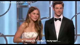 Grant Gustin and Melissa Benoist at the Golden Globe 2016 [RUS SUB]