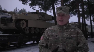 US-Owned M1A2 Abrams Tanks Arrive in Swietozow, Poland