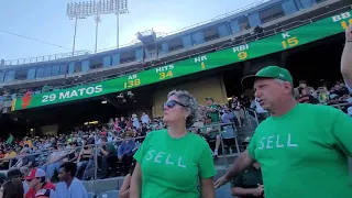 A's and Giants fans in Silence, Then chant SELL THE TEAM in The Oakland Coliseum