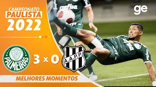 PALMEIRAS 3 X 0 PONTE PRETA | MELHORES MOMENTOS | 1ª RODADA PAULISTA 2022 | ge.globo