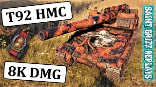 WoT T92 HMC Gameplay ♦ (Bombardier) 8k Dmg ♦ SPG Arty Review