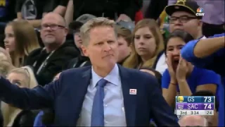 Draymond Green gets technical and Steve Kerr gets ejected - Curry + Thompson answer with 3s!