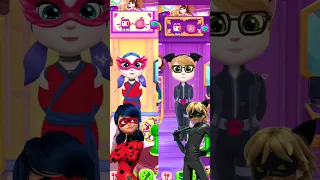 Lady Bug VS Cat Noir (from Miraculous) makeover by My Talking Angela #catnoir #miraculous #shorts