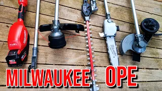 Milwaukee M18 Hedge Trimmer, Pole Saw, Edger & Line Trimmer ALL Powered by ONE TOOL!