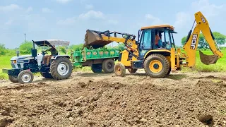 JCB 3dx Working for Road making with Sonalika 60 Rx | Eicher 485 and Eicher 242 with Trolley