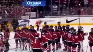 Canada v. Denmark Stick Salute at WJC 2015