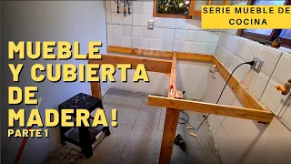 🪚 Cómo construir MUEBLE & CUBIERTA de MADERA para COCINA 🔥 ideal Tiny House y Esquinero 💯 Rústico #1