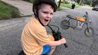 5 Y.O. on his first MOTORCYCLE! Motorcycles for kids - Hypergogo - BEST KIDS'S GIFT EVER
