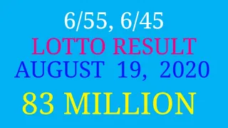 LOTTO RESULT AUGUST 19 2020 (6/55, 6/45)