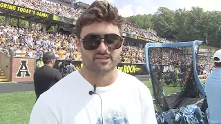 Sam Howell celebrates Drake Maye's big day at App State