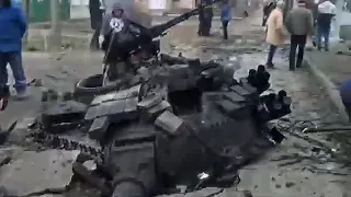 Destroyed T64 Tank in The Streets of Ukraine