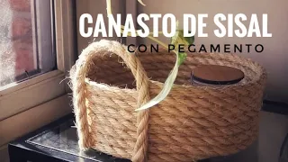 Canasto de Sisal solo con pegamento - Tutorial Fácil