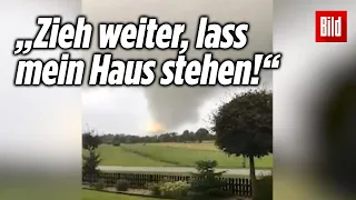 Ostfriesin schreit panisch gegen Tornado an (Augenzeugen-Video) | Großheide