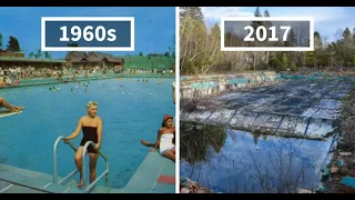 Photographs of how the locations of 1960s postcards looks like today.