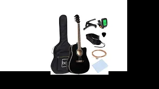 Best Choice Products 41in Full Size Beginner All Wood Cutaway Acoustic Guitar Starter Set with Case