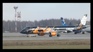 Embraer E195LR авиакомпании Belavia в ливрее World of Tanks в Домодедово