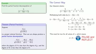 Integration by Partial Fractions, Part 1