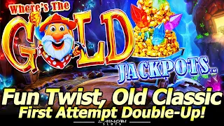 NEW Where's The Gold Jackpots Buffalo Slot Machine! Fun Twist, Old Classic! 1st Attempt Double-Up!