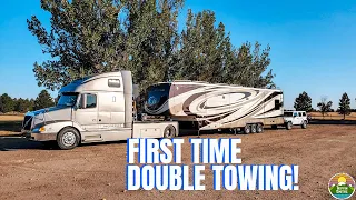 Our First Double Towing Experience! | BIG RIG Living Full Time RVERS | Heavy Duty Truck RV Living