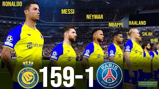AL NASSR 159 - 1 PSG | ft Ronaldo Messi Neymar Mbappe Haaland Salah Mane to AL NSR | PES Gameplay